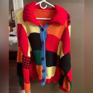 Colorful Patchwork Women's Sweater L